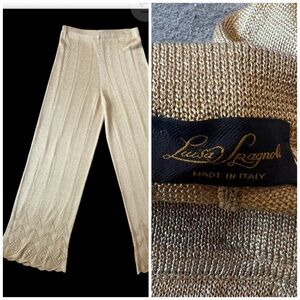 Louisa Spagnoli gold sparkly knit pants high waist